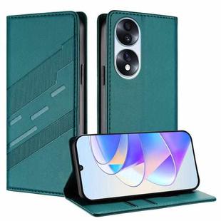 For Honor 70 Embossed Multi-functional Wallet Retro Leather Phone Case(Dark Green)