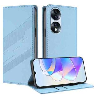 For Honor 70 Pro Embossed Multi-functional Wallet Retro Leather Phone Case(Light Blue)