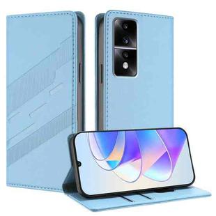 For Honor 80 GT Embossed Multi-functional Wallet Retro Leather Phone Case(Light Blue)