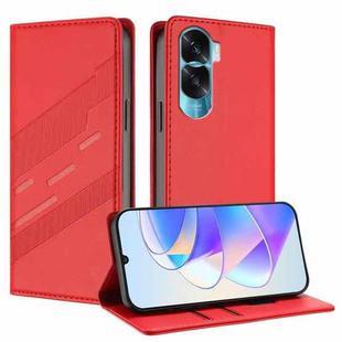 For Honor 90 Lite / X50i Embossed Multi-functional Wallet Retro Leather Phone Case(Red)