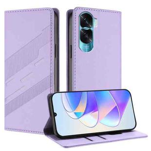 For Honor 90 Lite / X50i Embossed Multi-functional Wallet Retro Leather Phone Case(Light Purple)