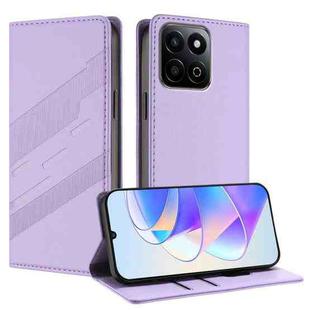 For Honor 200 Smart 5G / X7c 4G Embossed Multi-functional Wallet Retro Leather Phone Case(Light Purple)