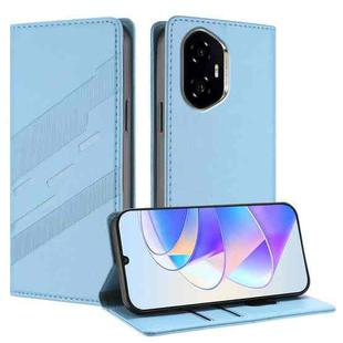 For Honor 300 Embossed Multi-functional Wallet Retro Leather Phone Case(Light Blue)