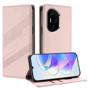 For Honor 300 Pro / 300 Ultra Embossed Multi-functional Wallet Retro Leather Phone Case(Pink)