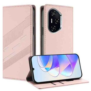 For Honor 400 Embossed Multi-functional Wallet Retro Leather Phone Case(Pink)