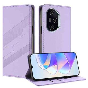 For Honor 400 Embossed Multi-functional Wallet Retro Leather Phone Case(Light Purple)