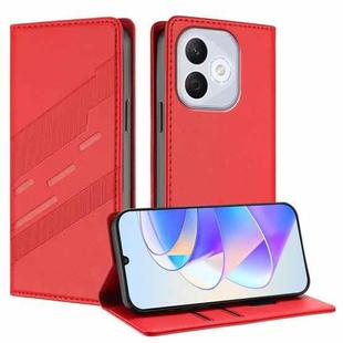 For Honor 400 Lite Embossed Multi-functional Wallet Retro Leather Phone Case(Red)