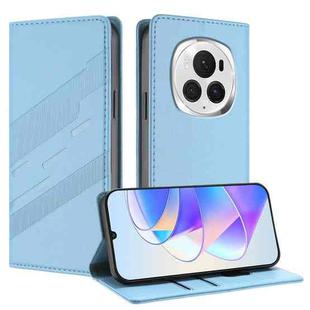 For Honor Magic6 Pro Embossed Multi-functional Wallet Retro Leather Phone Case(Light Blue)
