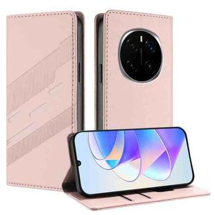 For Honor Magic7 Embossed Multi-functional Wallet Retro Leather Phone Case(Pink)