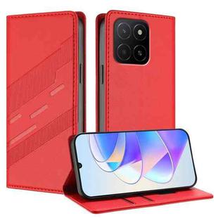 For Honor X5b / X5b Plus Embossed Multi-functional Wallet Retro Leather Phone Case(Red)