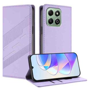 For Honor X6b / X6a 4G Embossed Multi-functional Wallet Retro Leather Phone Case(Light Purple)