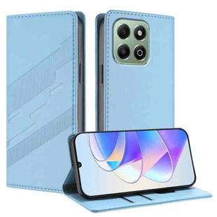 For Honor X6b / X6a 4G Embossed Multi-functional Wallet Retro Leather Phone Case(Light Blue)