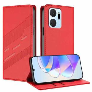 For Honor X7a 4G / Play7T 5G Embossed Multi-functional Wallet Retro Leather Phone Case(Red)