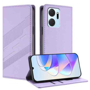 For Honor X7a 4G / Play7T 5G Embossed Multi-functional Wallet Retro Leather Phone Case(Light Purple)