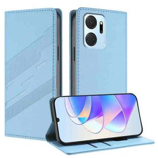 For Honor X7a 4G / Play7T 5G Embossed Multi-functional Wallet Retro Leather Phone Case(Light Blue)
