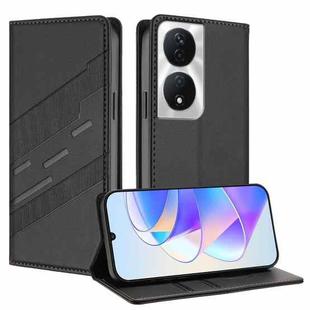 For Honor X7b 5G / X7b / 90 Smart Embossed Multi-functional Wallet Retro Leather Phone Case(Black)