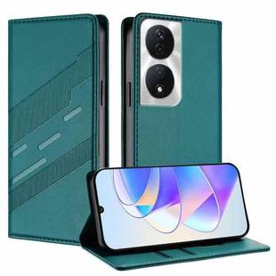 For Honor X7b 5G / X7b / 90 Smart Embossed Multi-functional Wallet Retro Leather Phone Case(Dark Green)