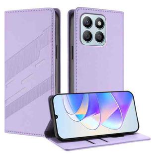 For Honor X8b Embossed Multi-functional Wallet Retro Leather Phone Case(Light Purple)