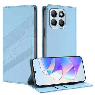 For Honor X8b Embossed Multi-functional Wallet Retro Leather Phone Case(Light Blue)
