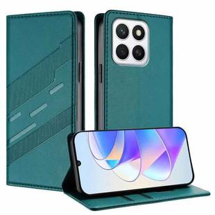 For Honor X8c 4G Embossed Multi-functional Wallet Retro Leather Phone Case(Dark Green)