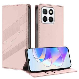 For Honor X8c 4G Embossed Multi-functional Wallet Retro Leather Phone Case(Pink)