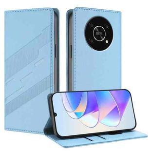 For Honor X9 5G / X9 4G / X30 5G Embossed Multi-functional Wallet Retro Leather Phone Case(Light Blue)