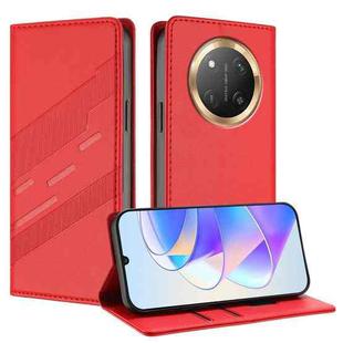 For Honor X9c / Magic7 Lite Embossed Multi-functional Wallet Retro Leather Phone Case(Red)