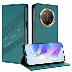 For Honor X9c / Magic7 Lite Embossed Multi-functional Wallet Retro Leather Phone Case(Dark Green)
