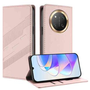 For Honor X9c / Magic7 Lite Embossed Multi-functional Wallet Retro Leather Phone Case(Pink)