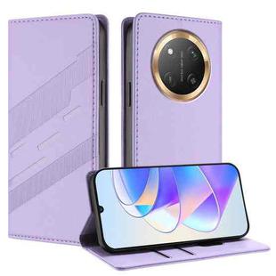 For Honor X9c / Magic7 Lite Embossed Multi-functional Wallet Retro Leather Phone Case(Light Purple)