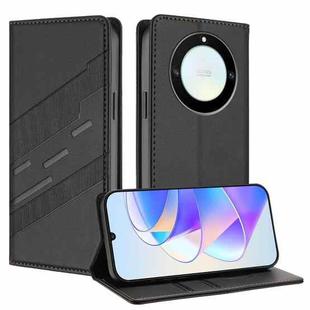For Honor X40 / X9a / Magic5 Lite Embossed Multi-functional Wallet Retro Leather Phone Case(Black)