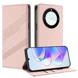For Honor X40 / X9a / Magic5 Lite Embossed Multi-functional Wallet Retro Leather Phone Case(Pink)