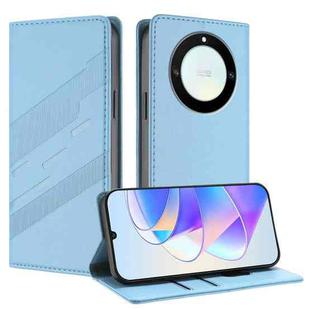For Honor X40 / X9a / Magic5 Lite Embossed Multi-functional Wallet Retro Leather Phone Case(Light Blue)