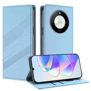 For Honor Magic6 Lite / X9b 5G Embossed Multi-functional Wallet Retro Leather Phone Case(Light Blue)