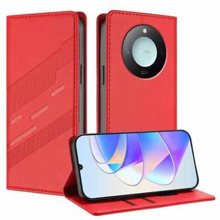 For Honor X9c Smart Embossed Multi-functional Wallet Retro Leather Phone Case(Red)