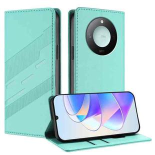 For Honor X9c Smart Embossed Multi-functional Wallet Retro Leather Phone Case(Mint Green)