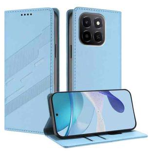 For Honor X6c Embossed Multi-functional Wallet Retro Leather Phone Case(Light Blue)