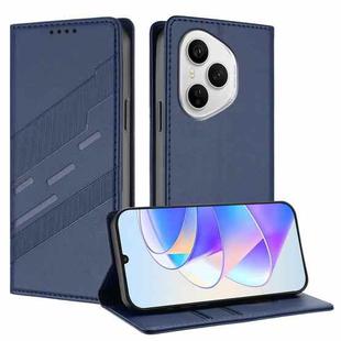 For Honor 400 Pro Global 160.8mm Embossed Multi-functional Wallet Retro Leather Phone Case(Dark Blue)