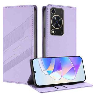 For Huawei Enjoy 70 Embossed Multi-functional Wallet Retro Leather Phone Case(Light Purple)