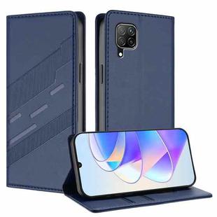 For Huawei P40 Lite 4G / nova 6 SE Embossed Multi-functional Wallet Retro Leather Phone Case(Dark Blue)