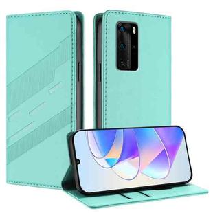 For Huawei P40 Pro Embossed Multi-functional Wallet Retro Leather Phone Case(Mint Green)