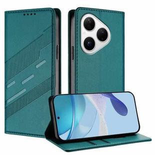 For Huawei Pura 80 Embossed Multi-functional Wallet Retro Leather Phone Case(Dark Green)