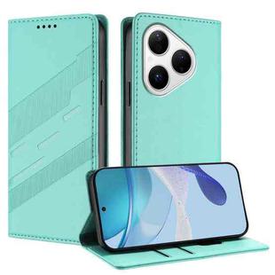 For Huawei Pura 80 Embossed Multi-functional Wallet Retro Leather Phone Case(Mint Green)