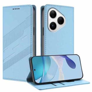 For Huawei Pura 80 Embossed Multi-functional Wallet Retro Leather Phone Case(Light Blue)