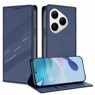 For Huawei Pura 80 Embossed Multi-functional Wallet Retro Leather Phone Case(Dark Blue)