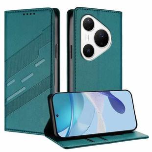 For Huawei Pura 80 Pro Embossed Multi-functional Wallet Retro Leather Phone Case(Dark Green)