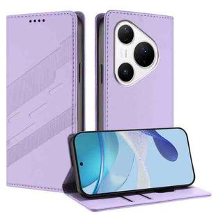 For Huawei Pura 80 Pro Embossed Multi-functional Wallet Retro Leather Phone Case(Light Purple)