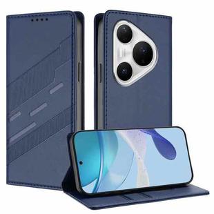 For Huawei Pura 80 Pro+ Embossed Multi-functional Wallet Retro Leather Phone Case(Dark Blue)