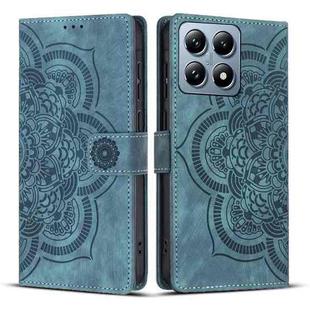 For Xiaomi 14T Mandala Embossed Retro Frosted Leather Phone Case(Blue)