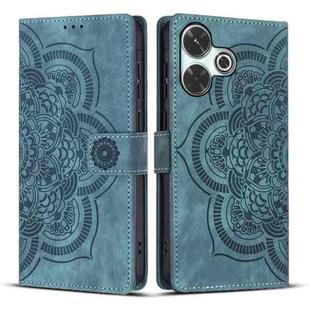 For Redmi 13 4G / 5G Global Mandala Embossed Retro Frosted Leather Phone Case(Blue)
